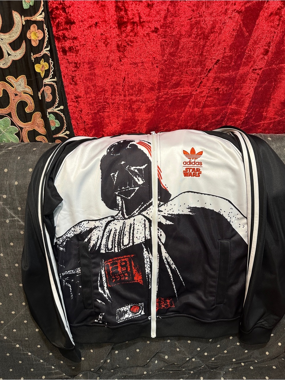 adidas Black, White & Red Darth Vader Graphic Track Jacket